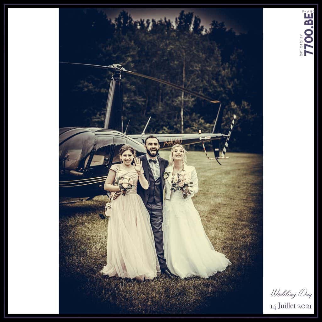 Arrivée des mariés en Hélicoptère - Quelques photos © faites par le studio 7700BE et votre photographe Fhano lors du mariage de GERALDINE ET SEBASTIEN